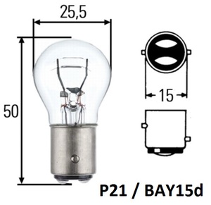 TRIFA K28747 Лампа 12v   * P21/4W  BAY15d  2-уров/симм.  12V  2-КНТ  БОЛ 