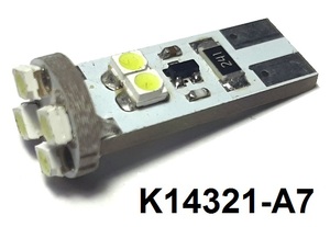 КИТАЙ K14321-A7 Диод световой 12v   W3W (W2,1x9,5d) Бел.  8-led Canbus 
